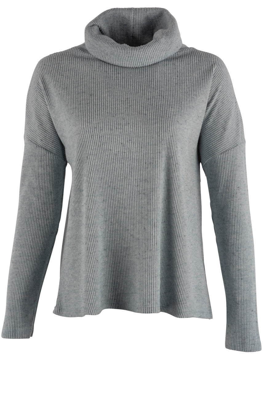 Dylan Grey Fuzzy Flecked Cowl Neck Top