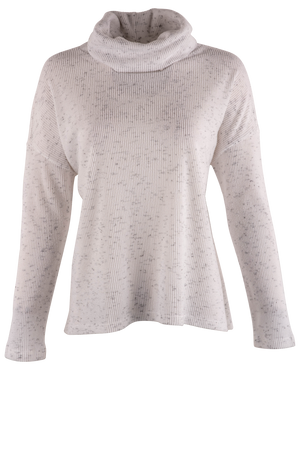 Dylan White Fuzzy Flecked Cowl Neck Top