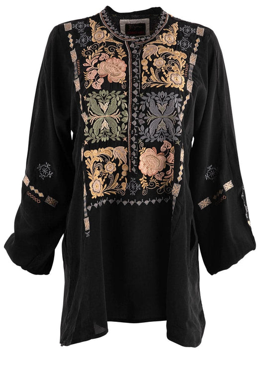 Johnny Was Biya Black Mrunal Embroidered Tunic