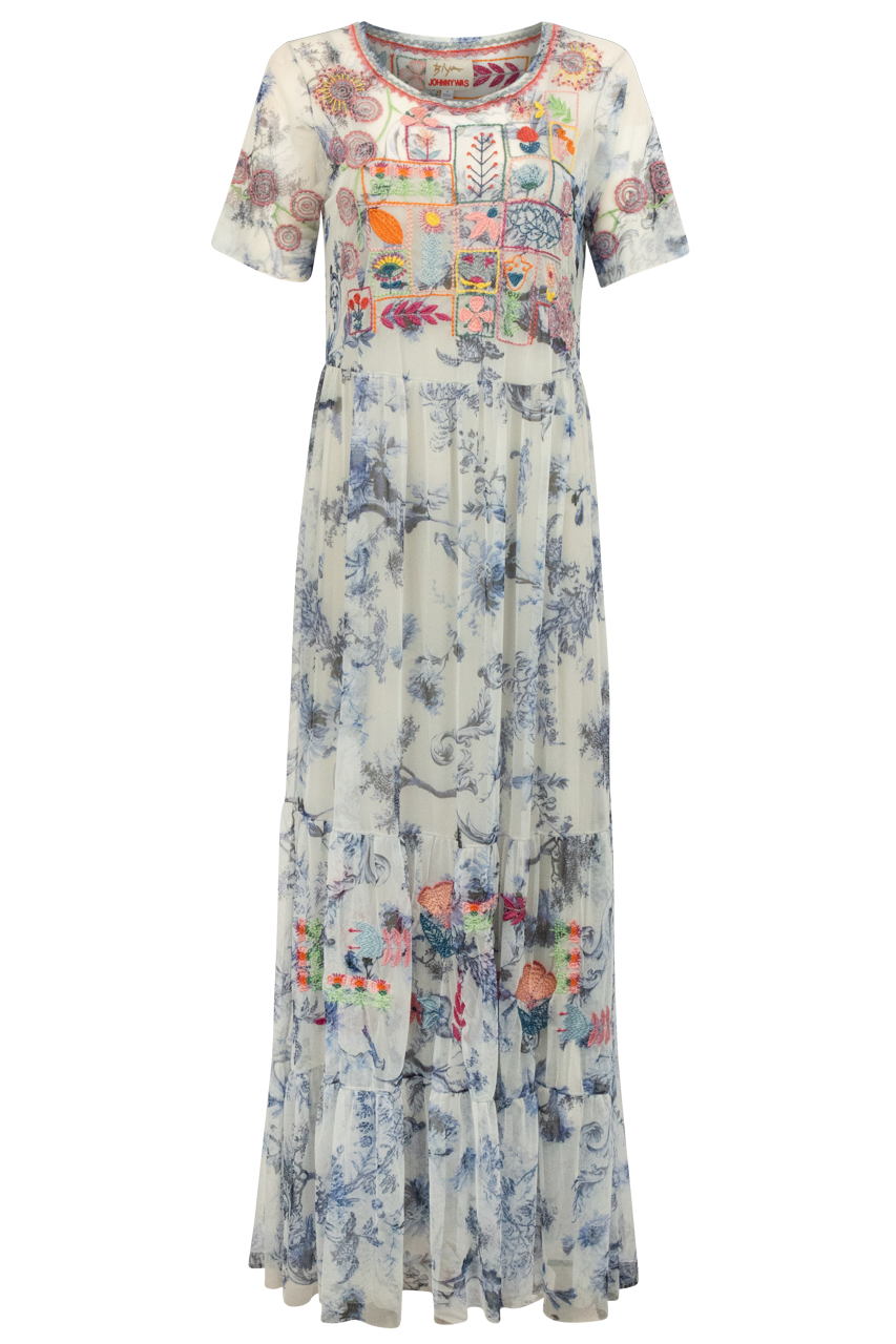 Johnny Was Logan Tiered Western Mesh Dress Pinto Ranch