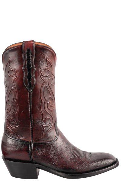 Black Jack Men s Exclusive Black Cherry Smooth Ostrich Cowboy