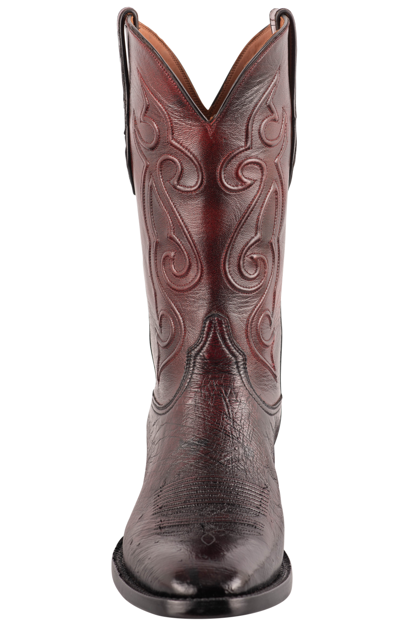Pinto Ranch Booths Black Jack Exclusive Black Cherry Smooth Ostrich Cowboy Boots | Pinto Ranch