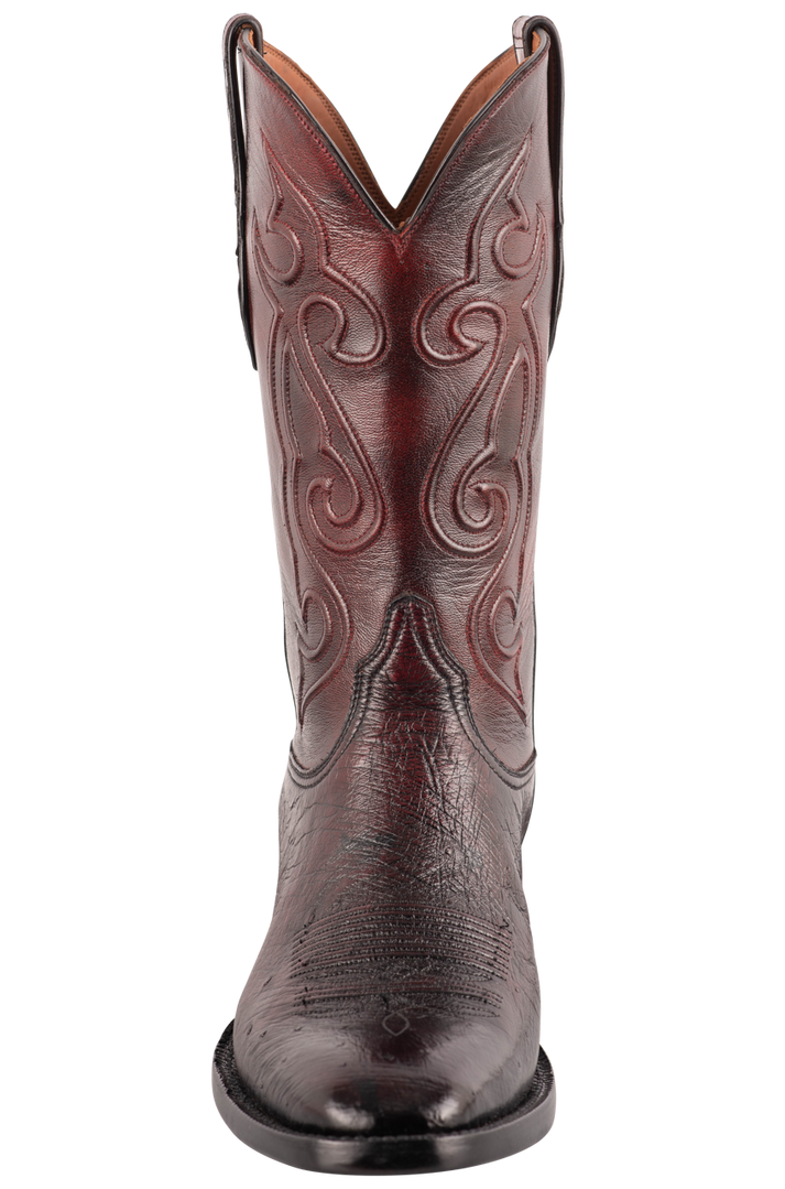 Black Jack Men's Exclusive Black Cherry Smooth Ostrich Cowboy Boots ...