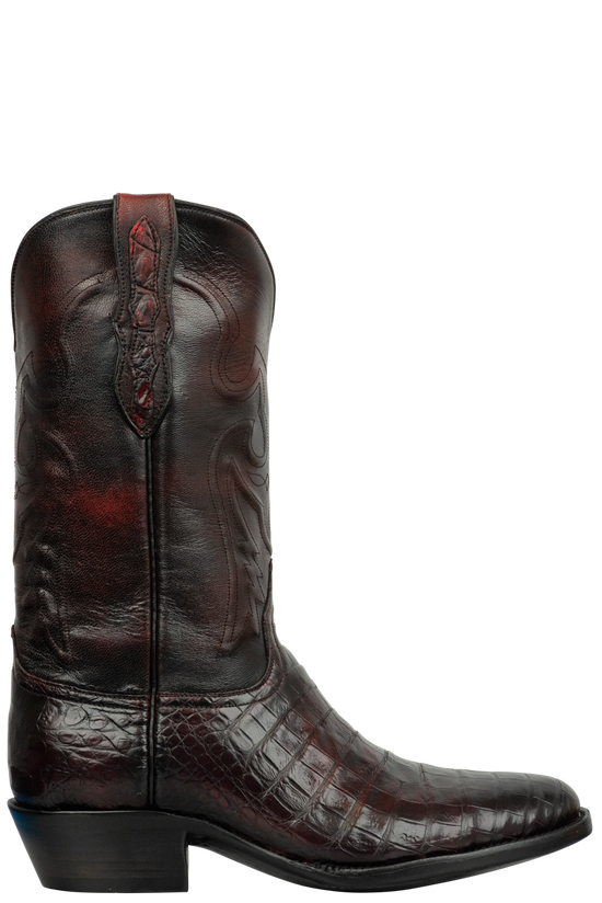 Black Jack Men's Black Cherry Caiman Belly Cowboy Boots Pinto Ranch