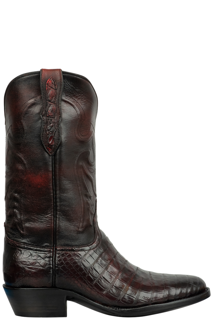 Ferrini Men's Caiman Head Black Cherry Leather Cowboy Boots