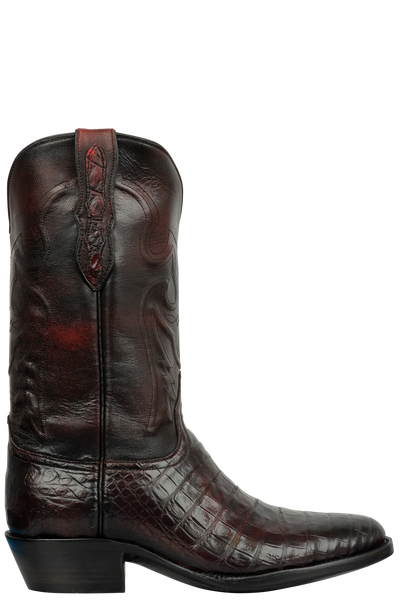 Black Jack Black Cherry Caiman Belly Cowboy Boots | Pinto Ranch display picture 2