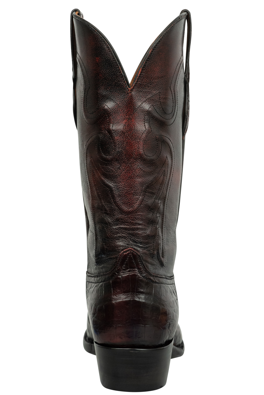Black Cherry Caiman Cowboy Boots Snip Toe