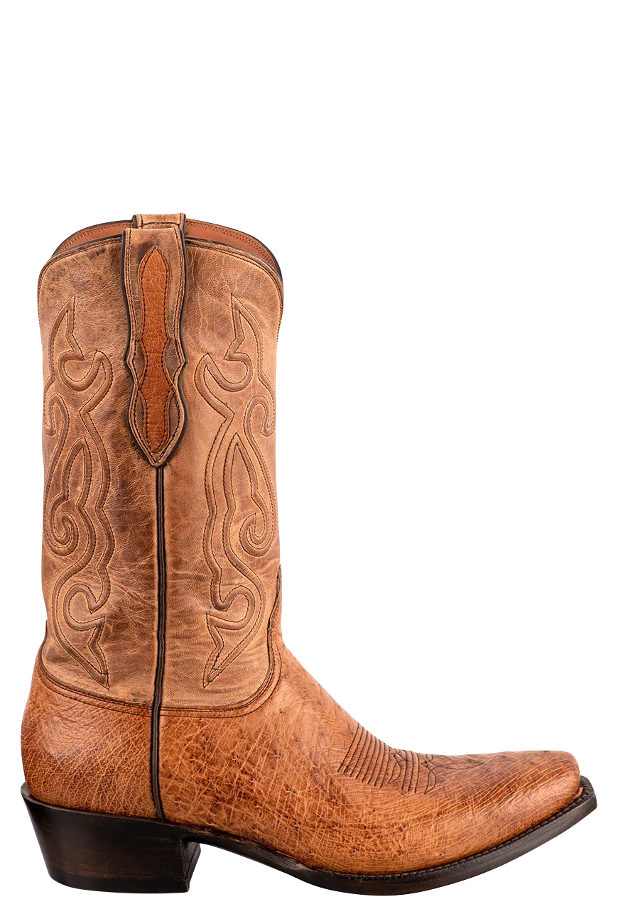Black Jack Men's Smooth Ostrich Cowboy Boots - Burnished Cigar