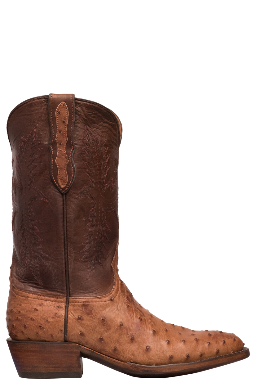 Black Jack Men's Burnished Cigar Full Quill Ostrich Cowboy Boots