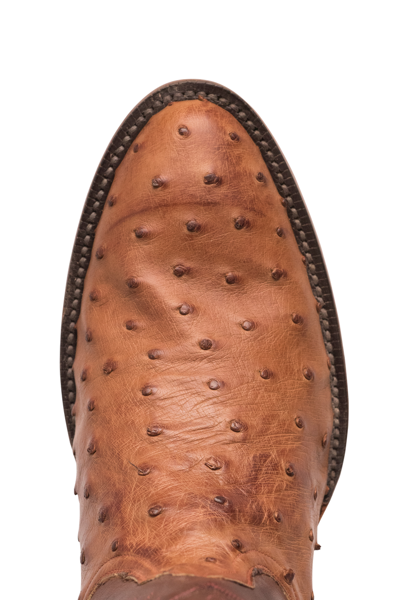 Black Jack Men's Burnished Cigar Full Quill Ostrich Cowboy Boots Pinto Ranch