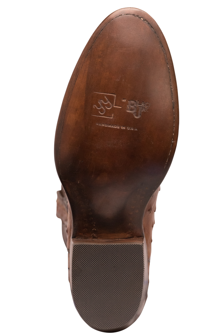 Black Jack Men's Burnished Cigar Full Quill Ostrich Cowboy Boots