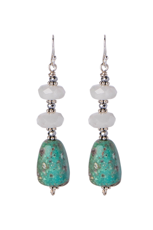 Breathe Deep Moonstone & Turquoise Drop Earrings