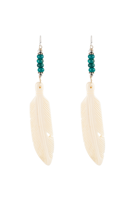 Breathe Deep Stone Feather Earrings