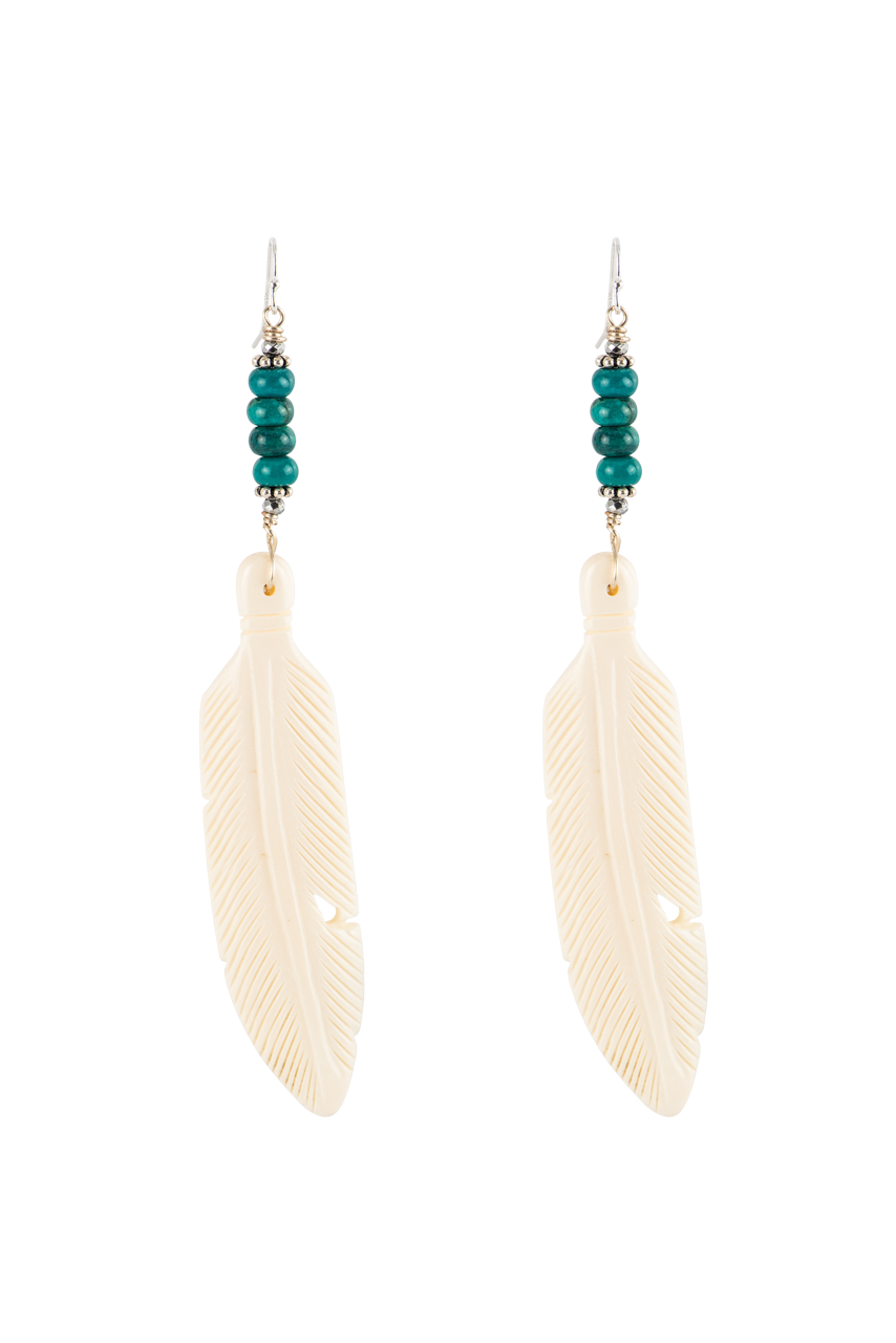 Breathe Deep Stone Feather Western Earrings Pinto Ranch