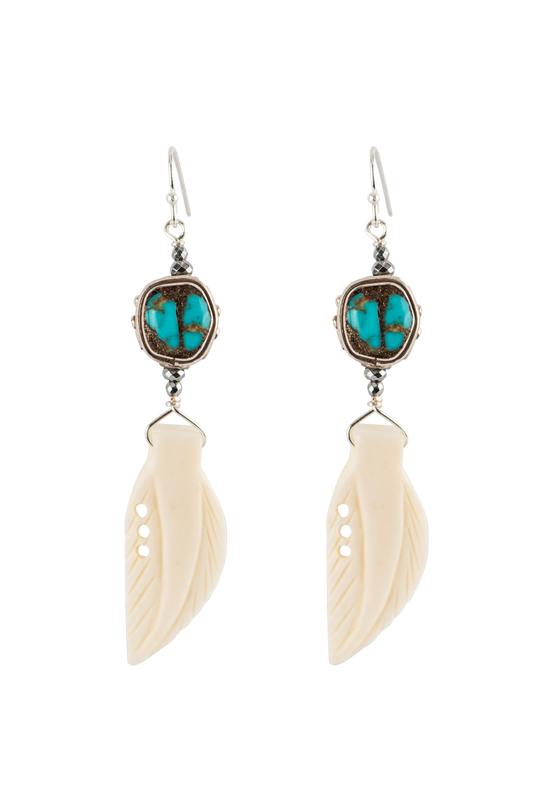 Breathe Deep Turquoise & Bone Earrings