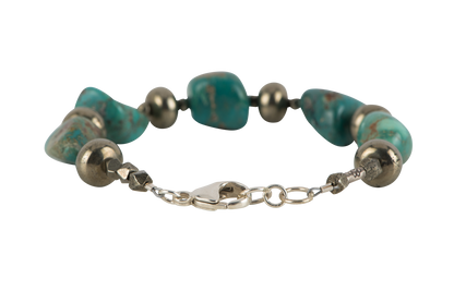 Breathe Deep Chunky Turquoise & Pyrite Bracelet