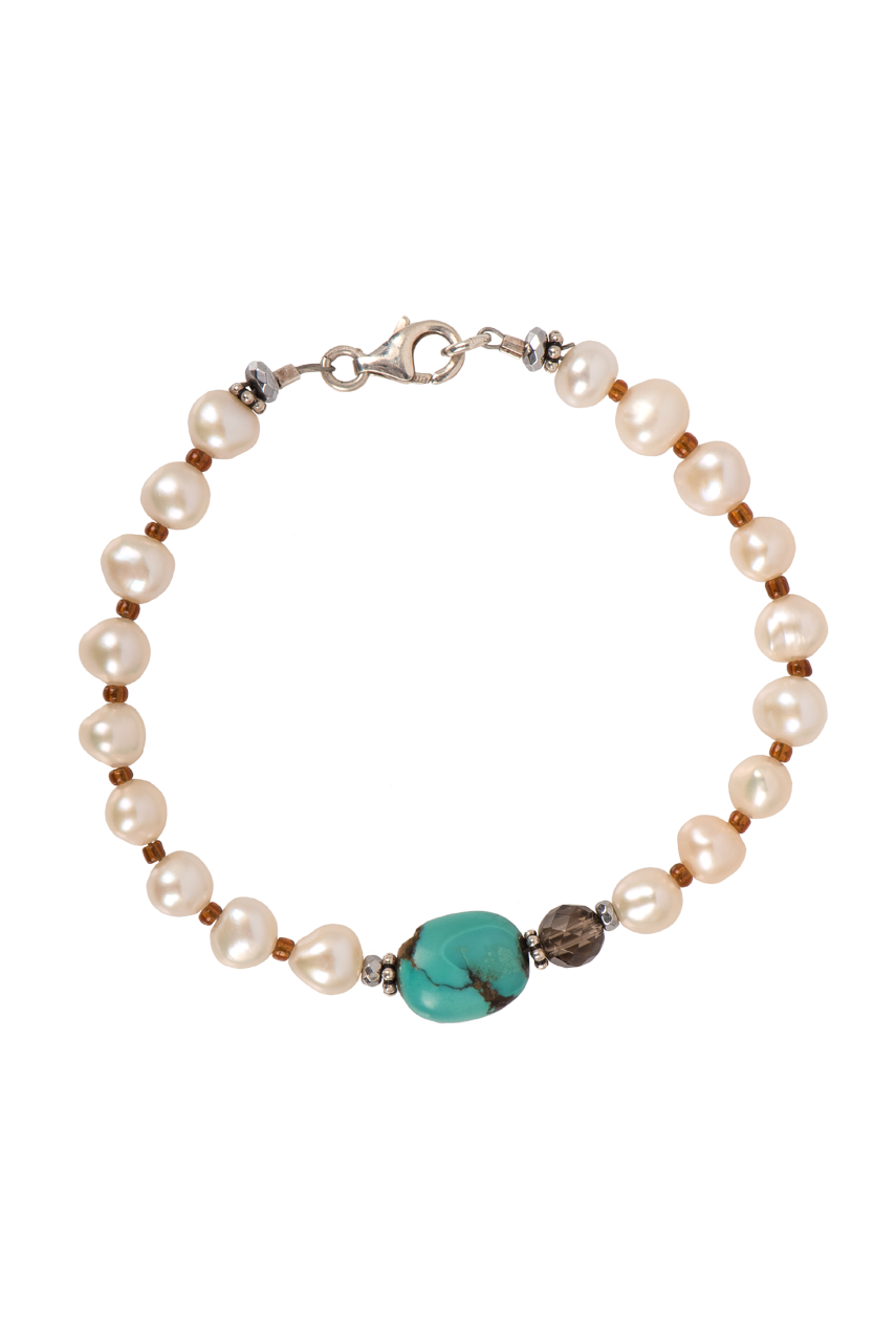 Breathe Deep Pearl, Quartz & Turquoise Bracelet