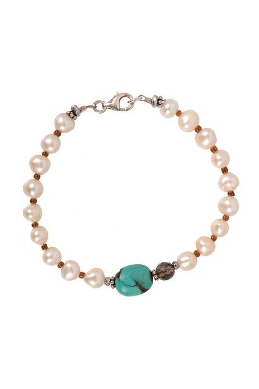 Breathe Deep Pearl, Quartz & Turquoise Bracelet