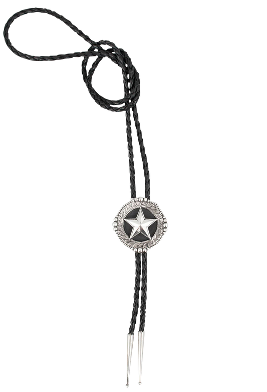 Pinto Ranch Engraved Beaded Star Bolo Tie