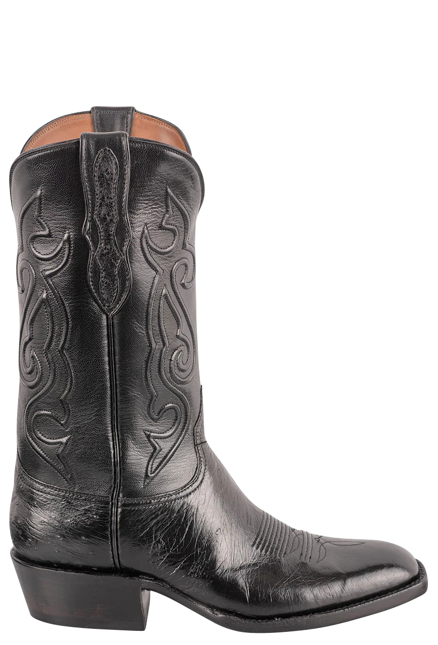 Black Jack Men's Exclusive Smooth Ostrich Cowboy Boots - Black