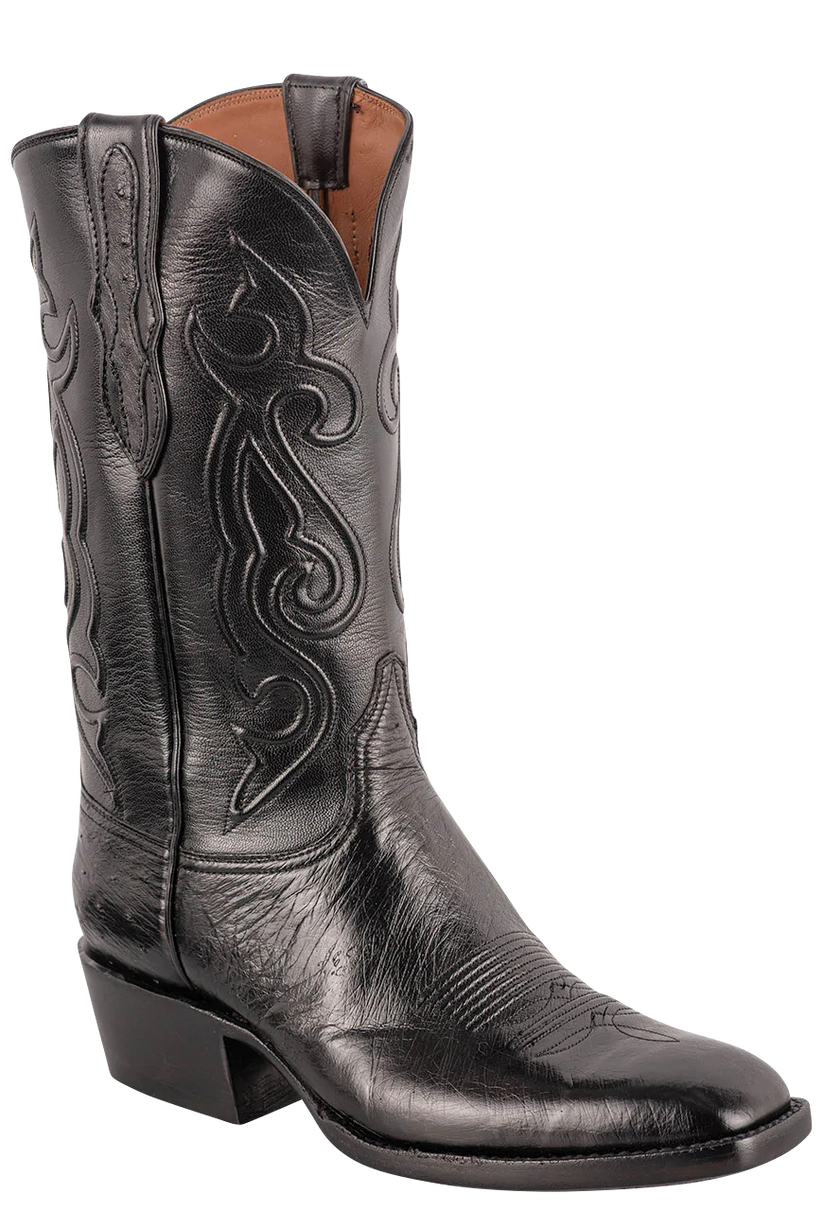 Black Jack Men's Exclusive Smooth Black Ostrich Cowboy Boots Pinto Ranch