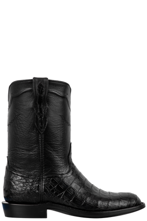 Black Jack Men's Caiman Belly Roper Cowboy Boots - Black