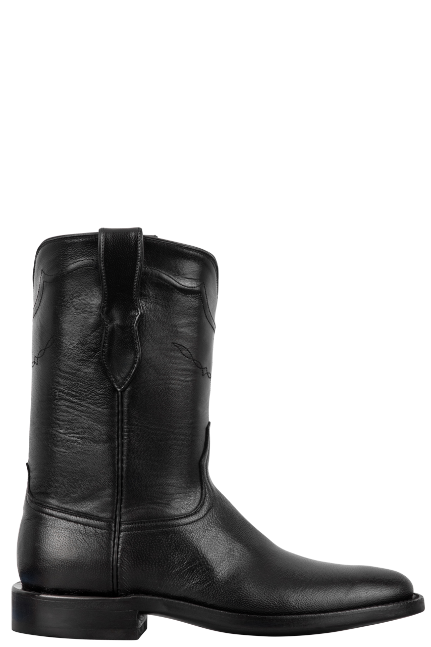 Black Jack Men's Goat Skin Roper Boots - Black