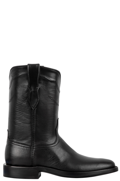 mens black dress cowboy boots Black Jack Men's Black Goat Skin Roper Boots