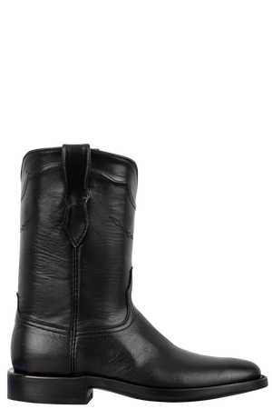 Black Jack Men's Goat Skin Roper Cowboy Boots - Black