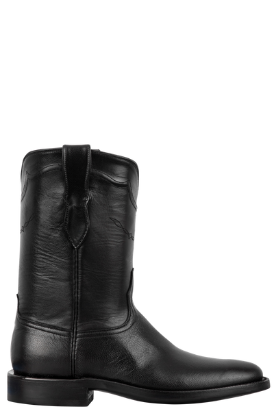 Black Jack Men's Black Goat Skin Roper Boots