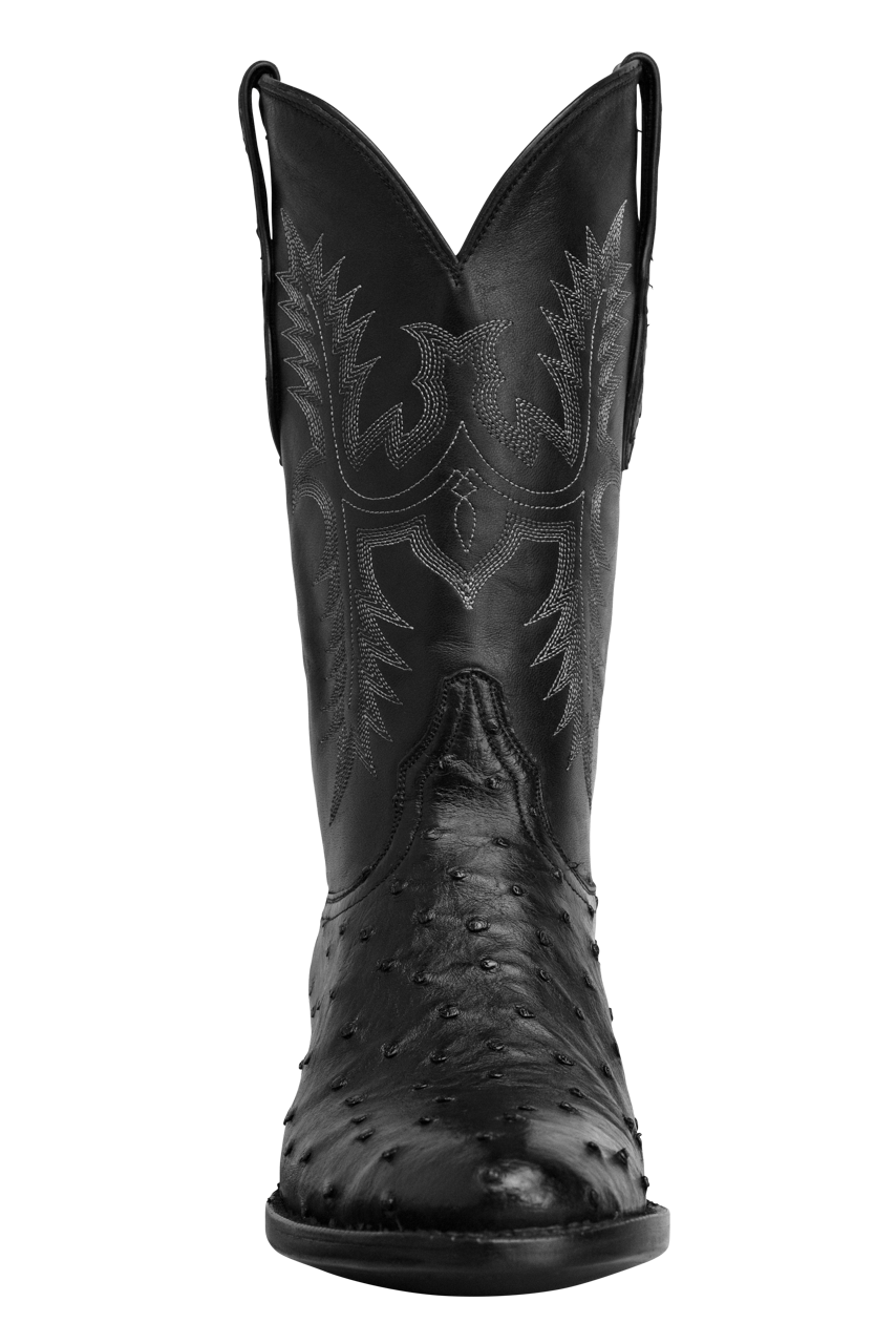 Black Jack Men's Full Quill Ostrich Cowboy Boots - Black