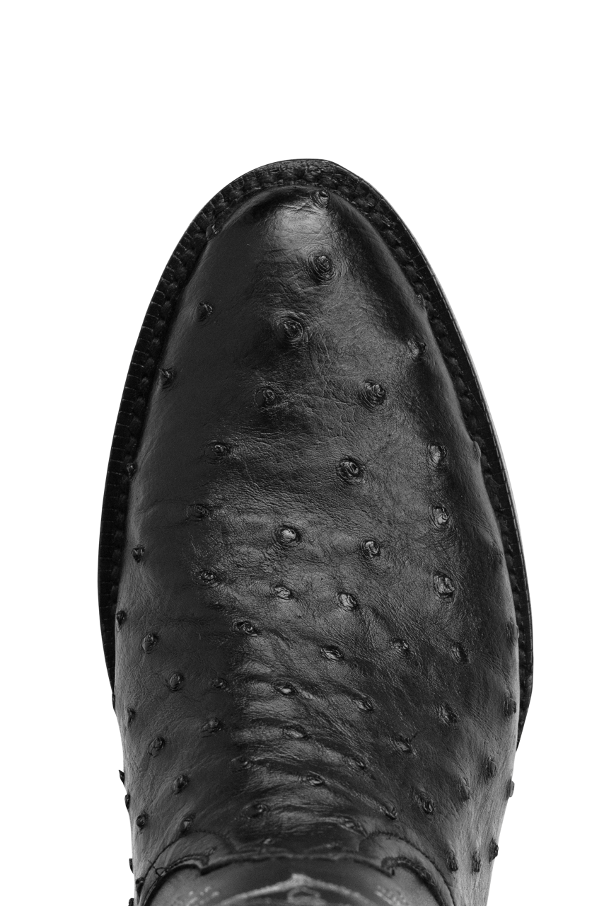 Black Jack Men's Black Full Quill Ostrich Cowboy Boots Pinto Ranch