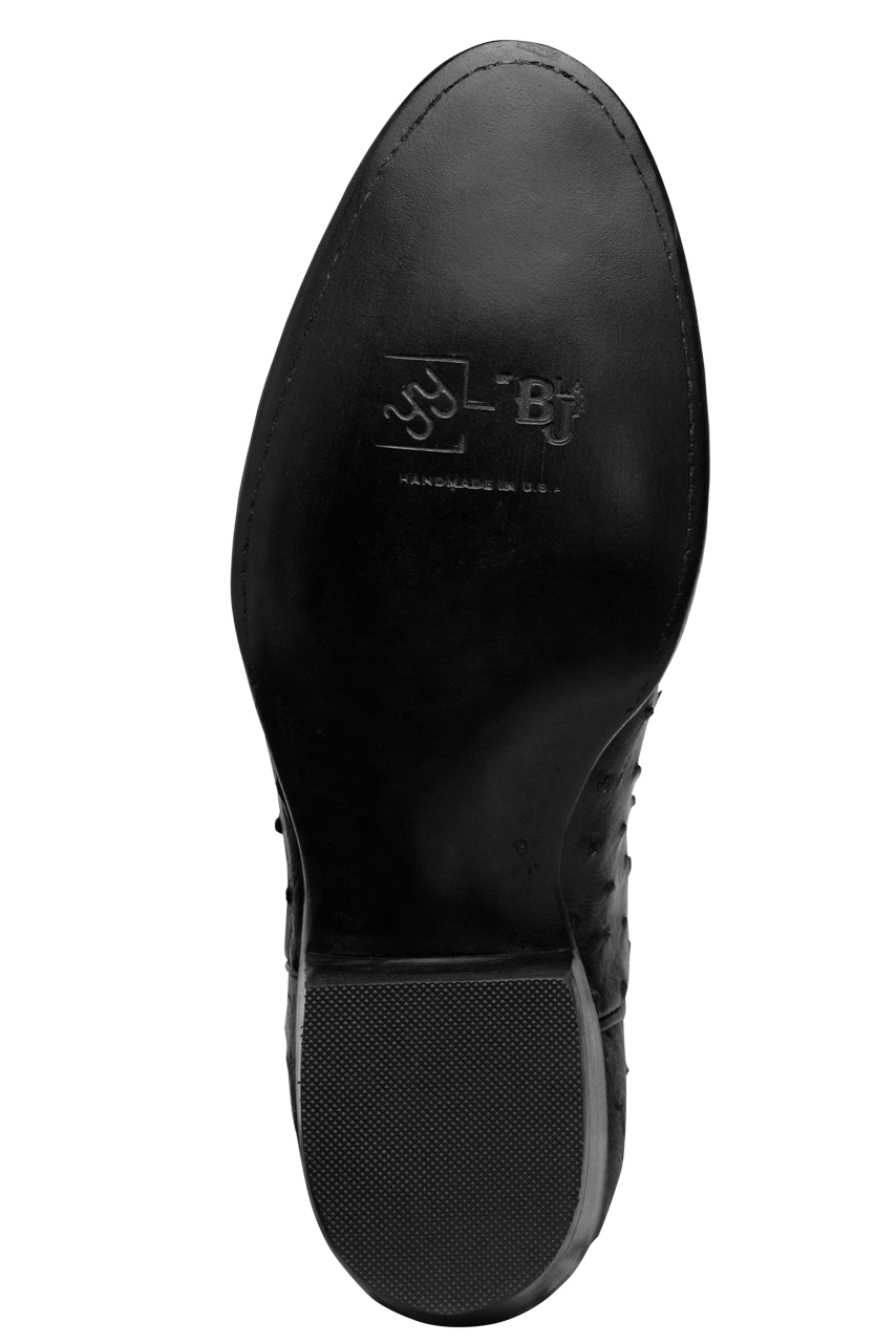 Black Jack Men's Black Full Quill Ostrich Cowboy Boots Pinto Ranch