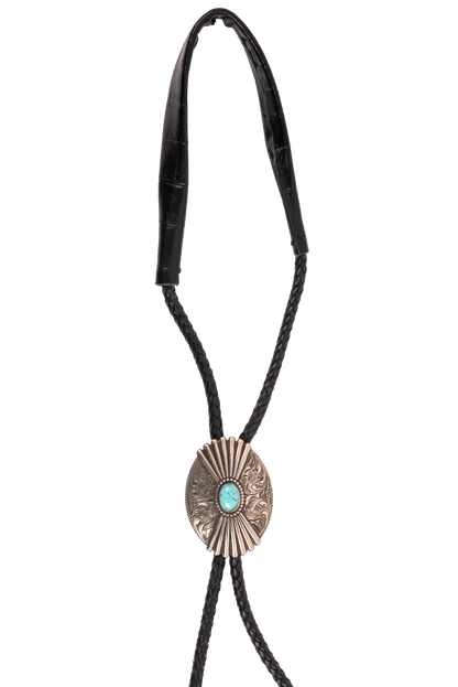 Pinto Ranch Fluted Oval Engraved Bolo Tie