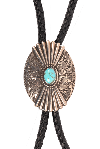 Pinto Ranch Fluted Oval Engraved Bolo Tie