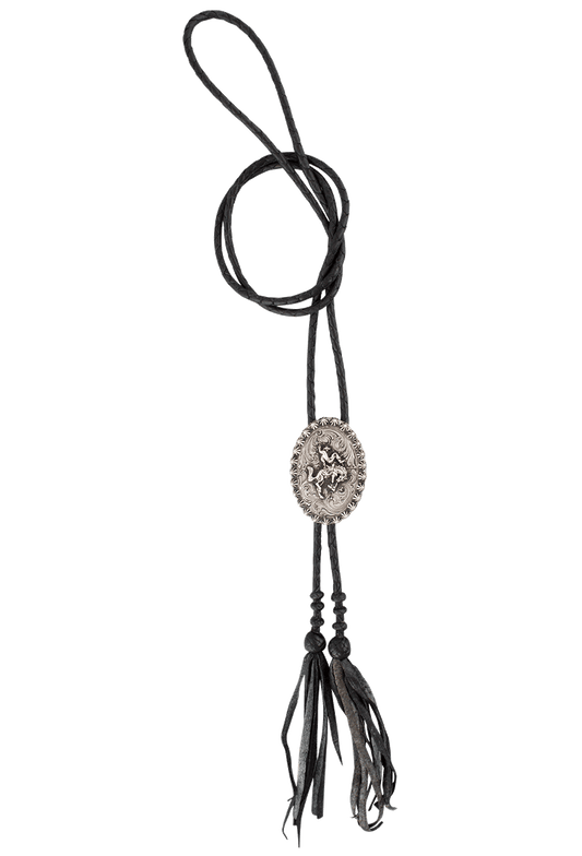 Silver King Bucking Bronco Bolo Tie