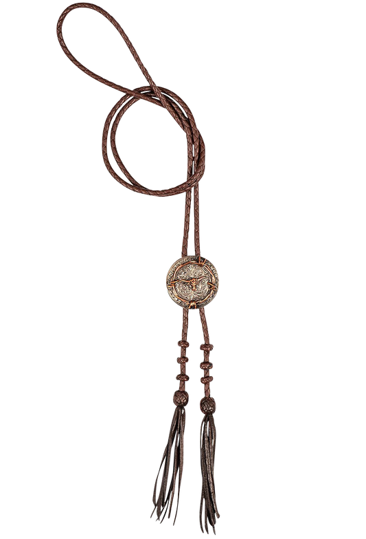 Silver King Copper Longhorn Bolo Tie