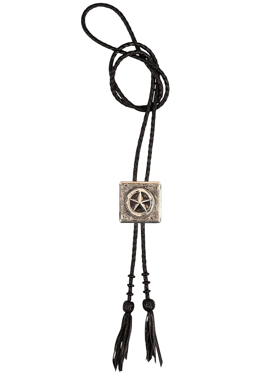 Silver King Texas Ranger Star Square Western Bolo Tie | Pinto Ranch