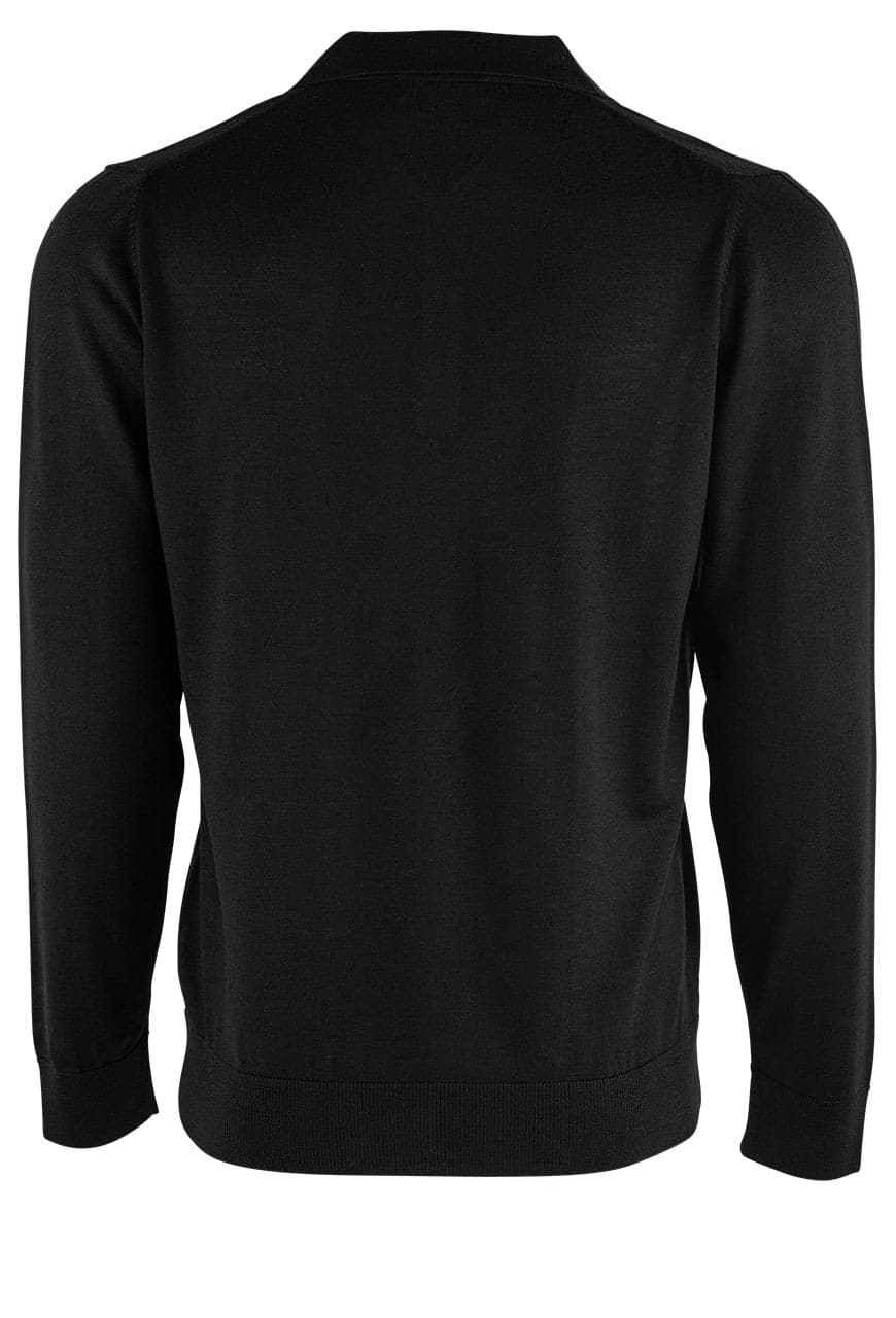 Garnet Men's Merino Wool Polo Sweater - Black