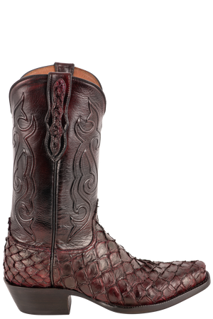 Black Jack Men's Exclusive Pirarucu Cowboy Boots - Burgundy