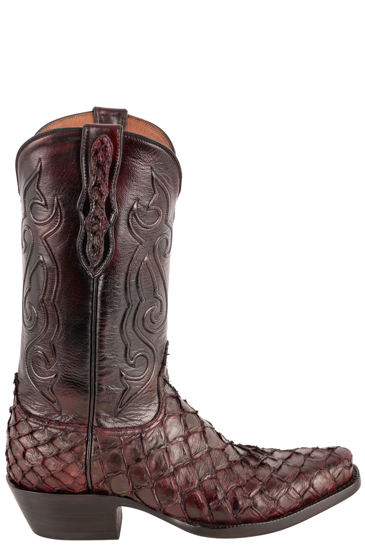 Black Jack Men's Exclusive Burgundy Pirarucu Cowboy Boots Pinto Ranch