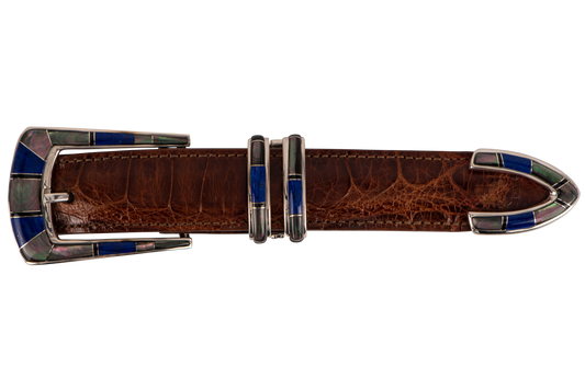 B.G. Mudd 1" Lapis & Onyx Buckle Set