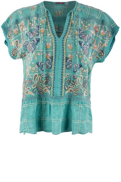Johnny Was Marine Blue Paise Blouse
