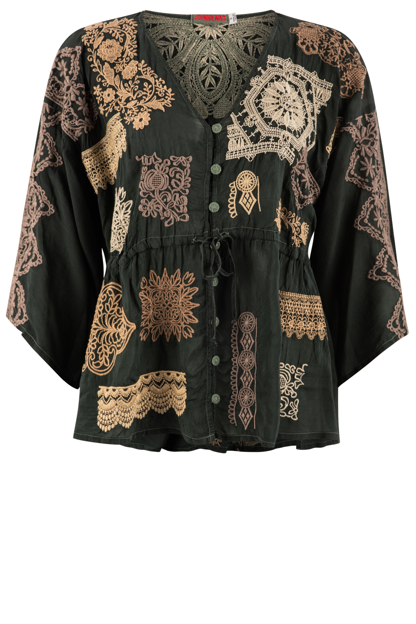 Johnny was embroidered top sales