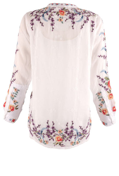 Johnny Was White Yasamine Floral Blouse