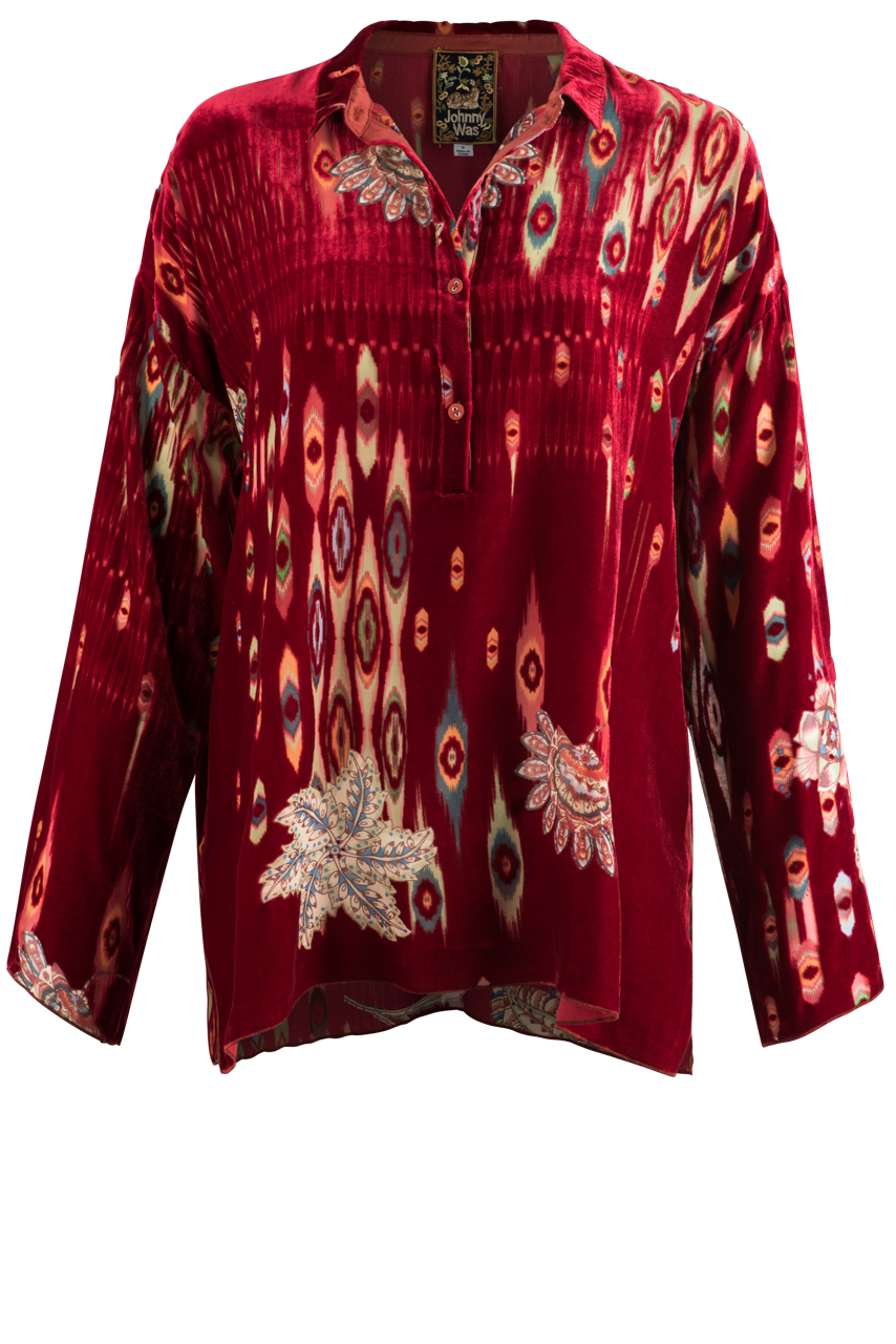 Johnny Was Feather Burnout Mara Blouse