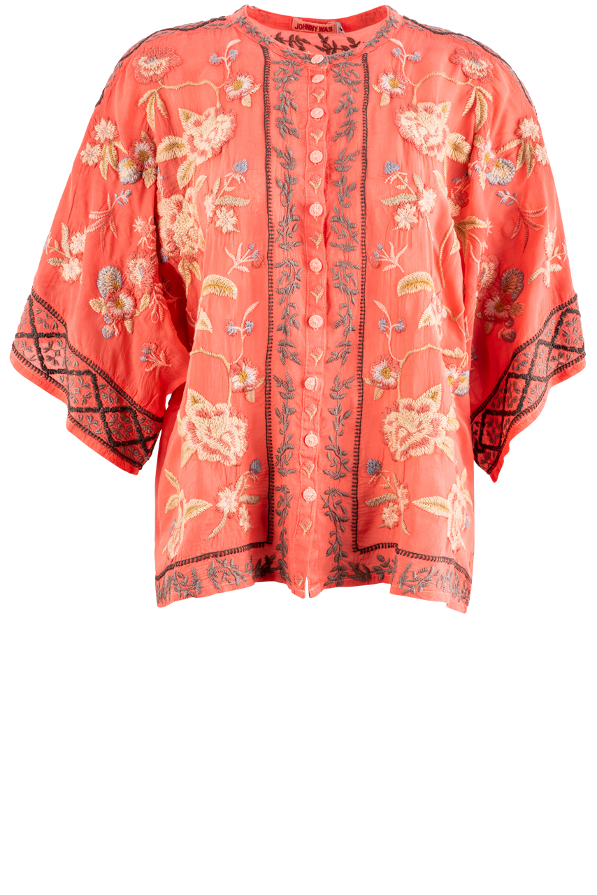 Johnny Was Coral Sunset Mulane Blouse