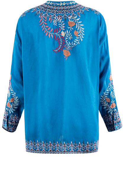 Johnny Was Blue Floral Print Tunic
