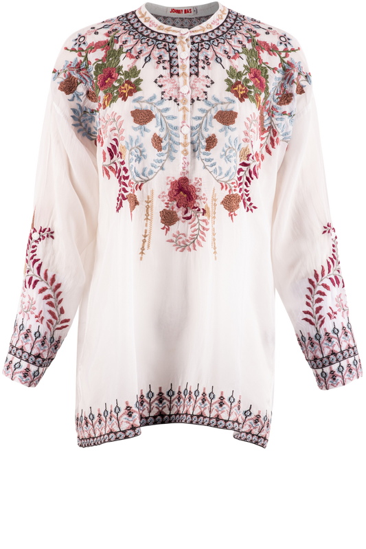 Johnny Was White Floral Print Tunic