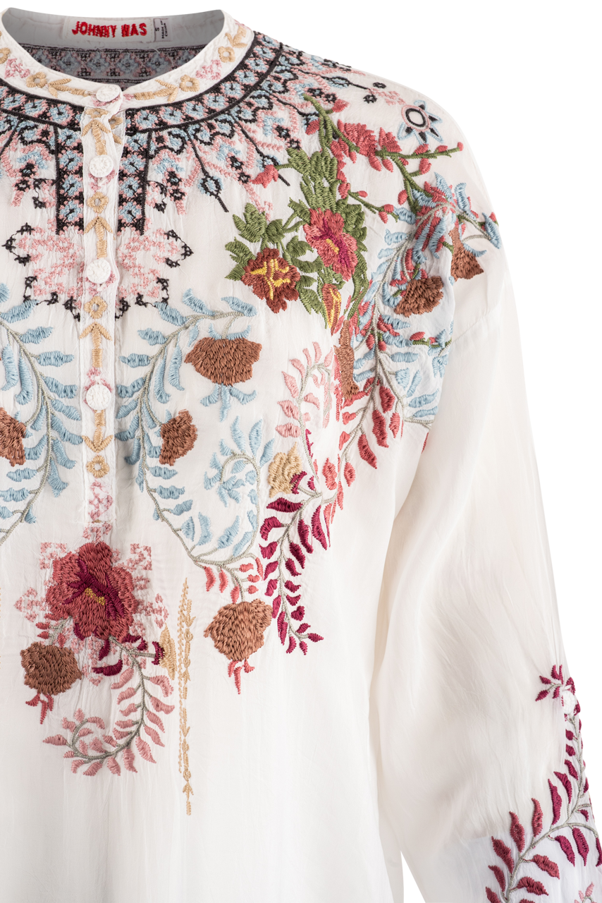Johnny Was White Floral Print Tunic